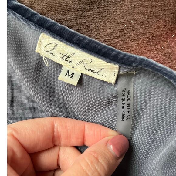 Anthropologie On The Road Blue Velvet Mini Dress Boho Regency Fairy Goth M $128 - Picture 6 of 15